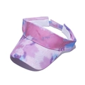 Detailed view of the colorful tie-dye patterns and stitching on the sun visor brim - 56-60cm Adjustable / Pink Purple Blue Multicolor