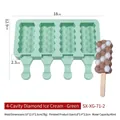 Molde de silicona para helados de 4 cavidades textura diamante verde menta para bricolaje - Verde