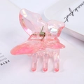 Iridescent pink butterfly hair claw clip with a matte finish for women's hairstyles - Glossy Holographic Pink