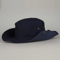 Close-up of navy canvas sun hat with metal ventilation eyelets and side snap buttons - M (56-58cm) / Black