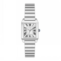 Elegant rectangular silver stainless steel watch for women with roman numerals - Silver