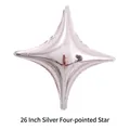 26 inch silver four-pointed star foil balloon with metallic finish for party decor - 26 Inch / Silver