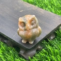 3.5cm natural stone owl carving in polished pink orange and green crystal quartz - Sunset Stone (Peach Jade)