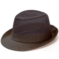Ανδρικό σκούρο καφέ καπέλο fedora με διαπνέον πλέγμα και γείσο για προστασία από τον ήλιο - Καφέ