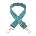 Tracolla larga regolabile con motivo geometrico blu e ganci in metallo dorato lucido - N. 139 Geometrico Ciano + Fibbia Argentata