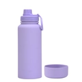 Lilac matte stainless steel 1L sports water bottle with matching silicone protective base - 1 L / Taro Purple - Sport