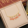 Goldene Edelstahlkette mit bösen Augen-Anhängern an einem langen Quasten-Stabglied - Roter Böser Blick Gold Gebogener Stil (1#)
