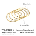 Detailansicht von 6 Stück 18K vergoldeten Edelstahlarmreifen mit Größenangaben - Innendurchmesser 5,9 cm / Gold