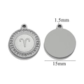Detailed macro view of 18K gold plated Aries zodiac pendant with crystal stones - Aries - Steel