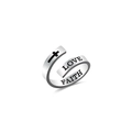 Silver stainless steel wrap ring with LOVE FAITH engraving and cross symbol on white base - US 9 / R111 Love Faith Cross / Silver