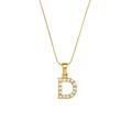 Elegante collana a catena serpente placcata oro 18K con ciondolo lettera D in zirconi - Lettera D