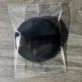 Soft black crystal velvet round makeup puff for loose powder in a transparent poly bag - Candy Bag 60x12mm / Black