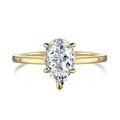 Luxury S925 sterling silver pear-cut zircon ring with gold finish and S925 engraving - US 5 / Gold White Zirconia