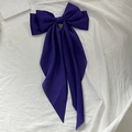 Elegant large deep purple chiffon bow hair clip with double layers and long streamers - Deep purple