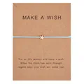 Handmade blue woven friendship bracelet with golden star charm on a kraft gift card - Pentagram / Blue