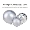 Three-piece silver wishing ball set in 4.8cm, 3.8cm, and 3.0cm sizes for festive decor - Wishing Balls Silver 3-Piece Set / 3cm/3.8cm/4.8cm
