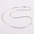 Minimalist silver paperclip link chain necklace with lobster clasp in polished finish - 55cm / Steel