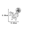 Silver bow cartilage piercing with clear cubic zirconia and screw ball back closure - Butterfly Style (0197-1#) / Silver
