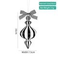Hand-painted black and white striped glass Christmas ornament with checkered bow - 16cm Style 11 Black & White Stripes (Single)