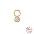 Elegant 925 sterling silver earring pendant with gold finish and clear zircon stone - Gold Ring Single Zircon (#13)