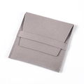 Premium grey microfiber jewelry pouch with flap closure for ring and necklace storage - Flip-top Style / Gray
