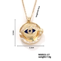 Close-up of gold Evil Eye pendant with blue enamel and clear crystals on 45cm chain - Light Blue Transparent Style (N00921-17)