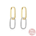Classic S925 sterling silver two-tone oval link earrings in gold and silver finish - 925 Silver / Two-tone Style 8