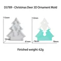 Molde de silicona de árbol de Navidad y ciervo con medidas detalladas y dimensiones - D3789-Molde de adorno 3D de ciervo de Navidad