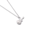 Polished silver stainless steel violin pendant necklace with a fine O-shaped chain link - Steel Textured Guitar Style (KN200402-Z)