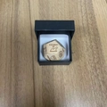 Single wooden Date Night dice with food options in a sleek black gift box presentation - Black Ink Food A (Boxed)