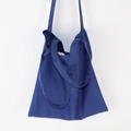 Minimalist deep blue canvas tote bag with wide strap for casual daily use - Navy Blue