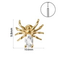 Clou d'oreille araignée dorée avec pierre en zircon et mesures de taille précises - Araignée Zircon Ovale Dorée