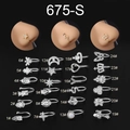 Detailed catalog showing 24 styles of silver faux nose rings with zircon inlays - Style 12 (12#) / Silver