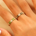 Retro 18K gold plated stainless steel daisy rings with enamel floral patterns - Daisy Flower Ring Set of 2