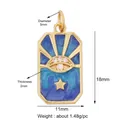 Rectangular evil eye pendant in blue gradient enamel with golden star detail - Devil's Eye Pendant Blue Enamel