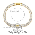 Elegant gold tennis bracelet with rectangular clear cubic zirconia and dimensions - 18K Gold / Gold-Clear Square Cross (KB0772-1)