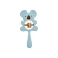 Blue silicone koala baby rattle with natural wooden rings for sensory teething play - Koala Rattle Blue
