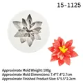 3D Poinsettia flower silicone mold for DIY resin craft with detailed petal vein texture - 2# Poinsettia/Holly Leaf / Gray