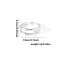 Fishtail titanium steel open ring dimensions showing width 0.7cm and inner diameter 1.8cm - TYR0523 / Silver Double Layer Hollow