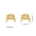 Detailed view of 14k gold plated twisted rope stud earrings with dimensions and weight - Woven Rope Knot