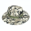 Close-up view of outdoor camouflage fishing hat featuring wide brim and breathable mesh - One Size / Gray Black Khaki Camouflage (7#)