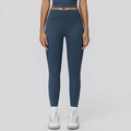 High waisted dusty blue compression yoga pants with a body-shaping slim fit design - S / Grey Blue
