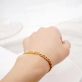Bracciale a doppio strato in acciaio al titanio placcato oro 18K con catena a maglie - Bracciale