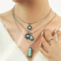 4-Layer Vintage Silver Sun Pattern Turquoise Necklace(sku7202)