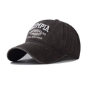 Cappellino baseball vintage in cotone grigio scuro lavato con ricamo Olympia 3D e visiera curva - Regolabile / caffè