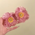 Pendientes de flores de seda rosa con perlas y agujas de plata de estilo elegante - Flor de seda artificial rosa púrpura (29#)