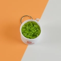Realistic mung bean porridge model keychain with miniature bowl and silver key ring - Barrel Diameter 4cm / Green Rice Porridge