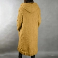 Mustard yellow oversized cable knit long cardigan with large hood for women - 3XL / Tops / Yellow