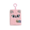 Mini taccuino unicorno di peluche rosa con fibbia di paillettes arcobaleno e orecchie - Orsetto Rosa