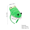 Green plush crocodile headband costume for kids featuring 3D eyes and white felt teeth - 3D Dinosaur Headband